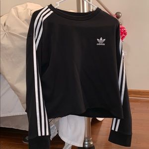 cropped adidas hoodie with stripes down arm